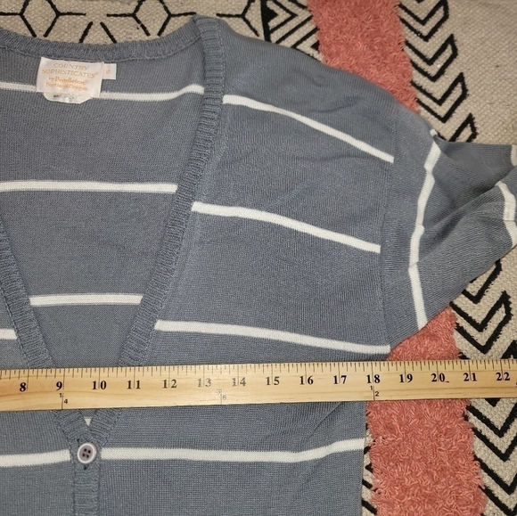 COUNTRY SOPHISTICATES BY PENDELTON GRAY STRIPED BUTTON CARDIGAN, SZ SMALL - Picture 7 of 10